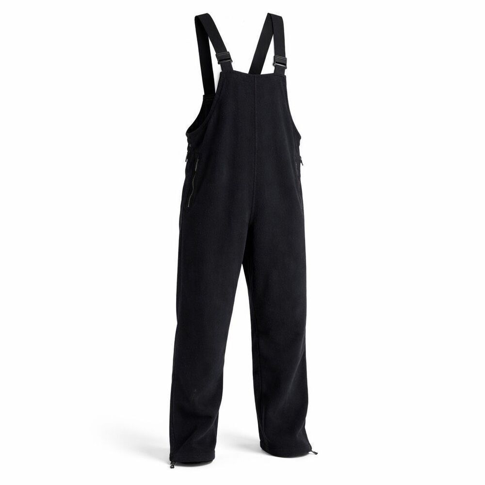 NWT Polartec Fleece Overalls L Black Gorpcore Cozy Utilitywear Gear Short/Reg